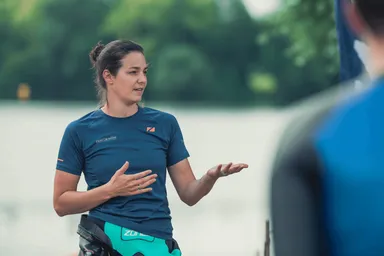 Keri-Anne Payne coaching open water swimmers